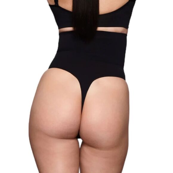 SKIMS High Waist Core Control Sculpt Thick Waistband Shaping Black Thong - Picture 3 of 10